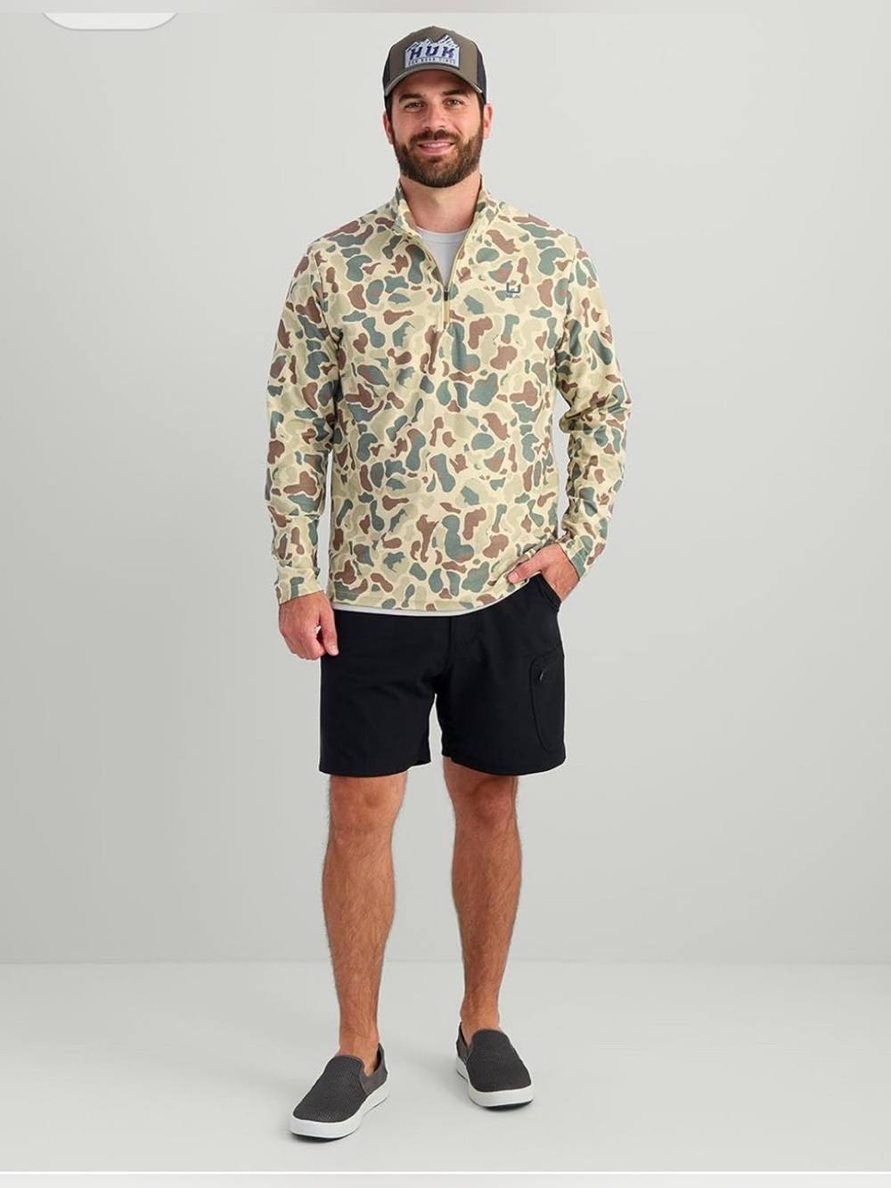 🎣 Huk KC Camo Print Leeward Lightweight Fleece 1/4 Zip Pullover – Men’s Medium - Picture 4 of 8